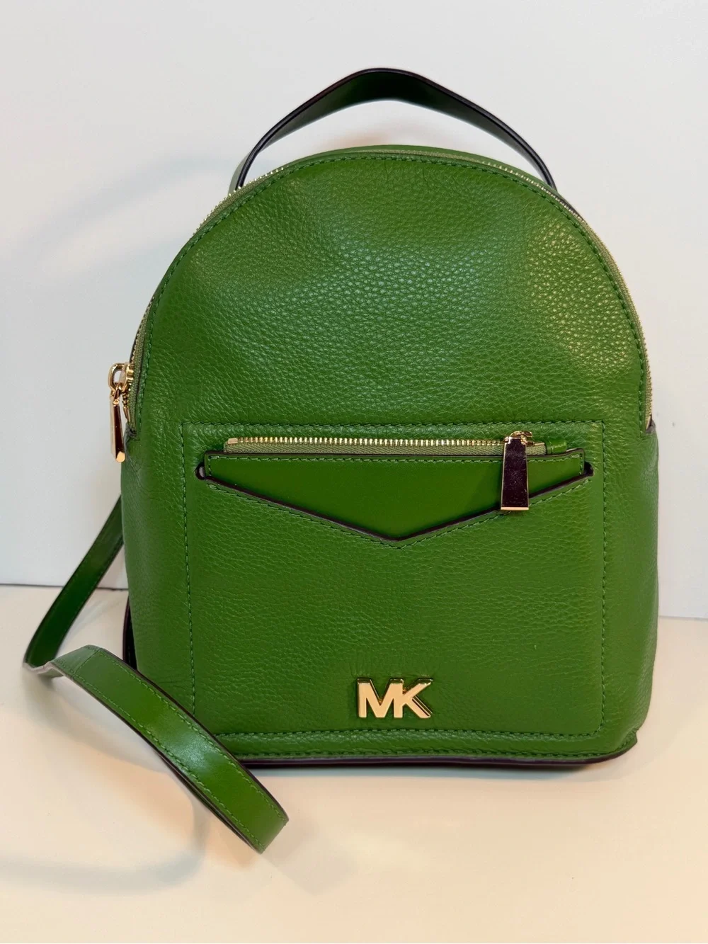 Michael Kors Jessa Small Pebbled Leather Convertible Green Backpack *Nice
